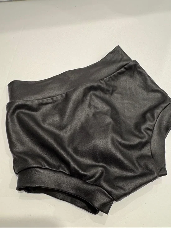 Baby Bummies - Black Faux Leather High-Waist Shorts - Picture 1 of 2